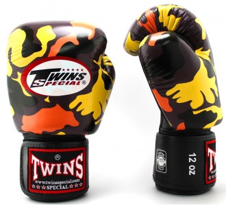 Боксерские перчатки Twins Special с рисунком (FBGV-Army Orange)
